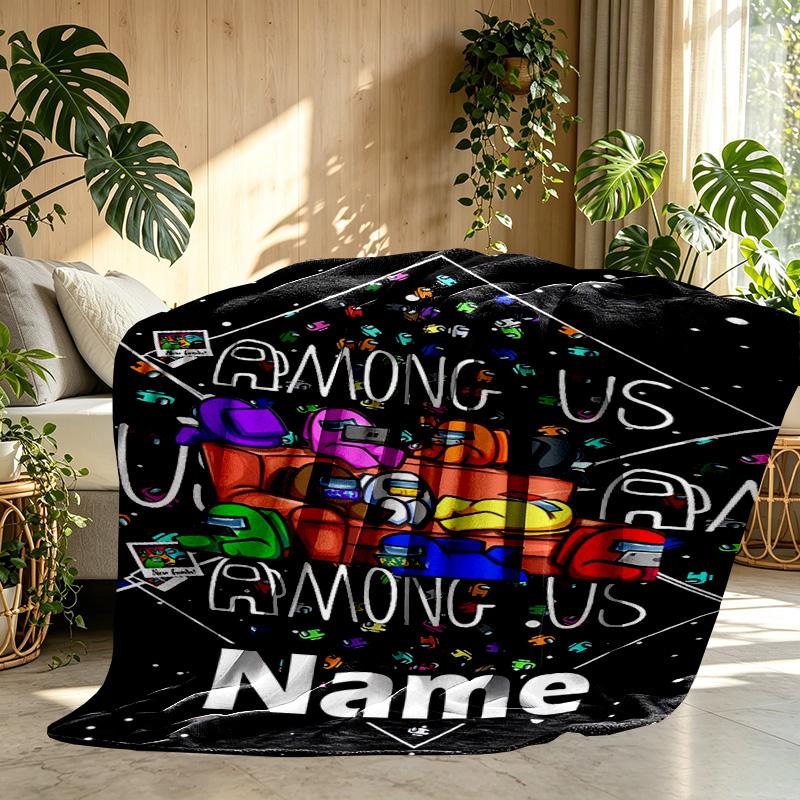 Custom Name Personalized Among Us Print Blanket, Home Decor, Bedroom, Sofa, Camping, Couch, Gifts for Birthday ChristmasEnthusiasts