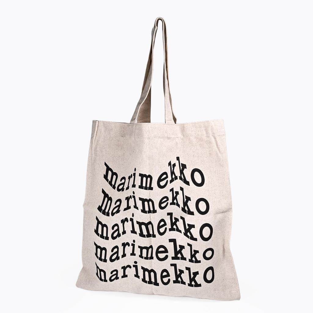 Marimekko Vankka Tote Bag with Marimekko Logo, Women's, Black/Beige, 94599 094599 890, Scandinavian Design [Parallel Import]