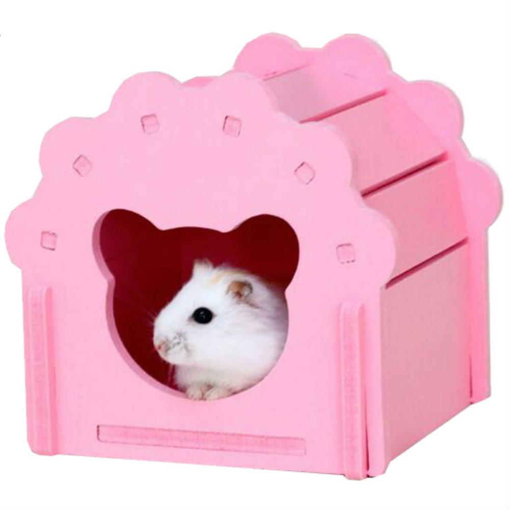 DIY Holzhaus Form Schlafnester Spielzeug für Hamster Haustier