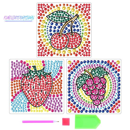 1 Set Diamant-Malerei-Aufkleber-Set, Cartoon-Frucht-Blumen-Muster, Strass-Aufkleber, Kunsthandwerk für Kinder und Erwachsene