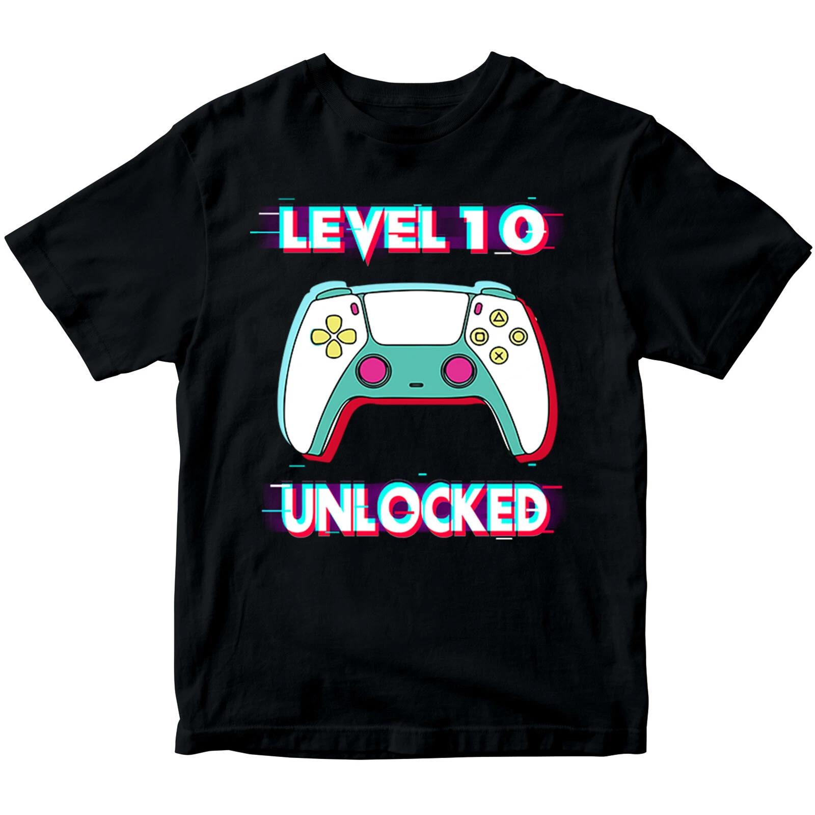 Personalised Level 10 Unlocked 10th Birthday Boys Girls Teen Kids T-Shirts #DNE 140
