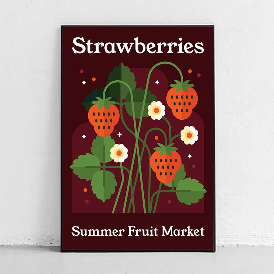 Fruit Market Strawberry Lemon Orange Banana Cherry Wall Art Nordic Posters Pictures For Living Room Decor Canvas Prints Painting