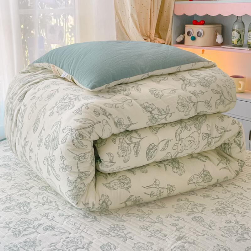 LISM Blooming Flowers Washed Cotton Soybean Fiber Quilt