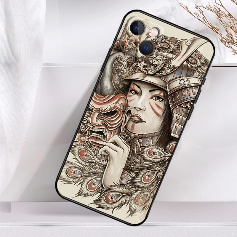 Japanese Samurai Warrior Shockproof Case For iPhone 17 11 14 15 16 Pro Max Plus 12 13 Mini 16e 17 Air Phone Cover