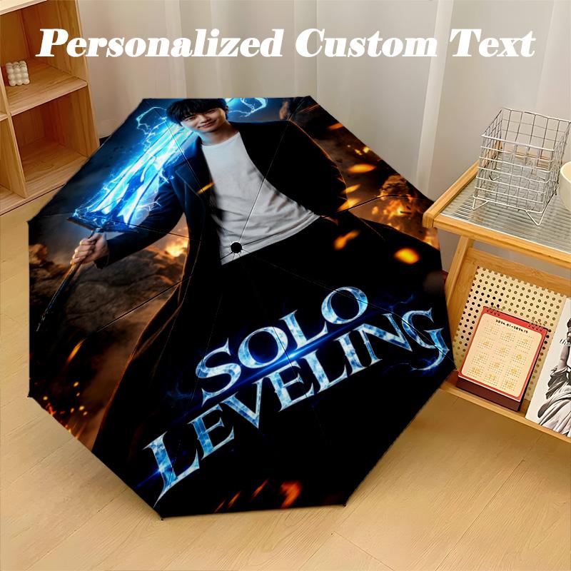 Portable Auto Folding Umbrella,Solo Leveling 8 Rib Waterproof Umbrella For Camping Commute