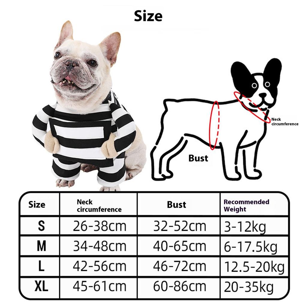 Comfortable Prisoner Costume Funny Striped Outfit Party Wear for Small Dog Cats Theme Party and Holiday Dressingup