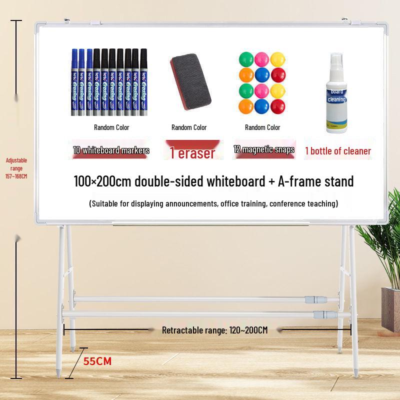 Double-Sided Magnetic Whiteboard and Blackboard Stand for Home, Office, and Classroom