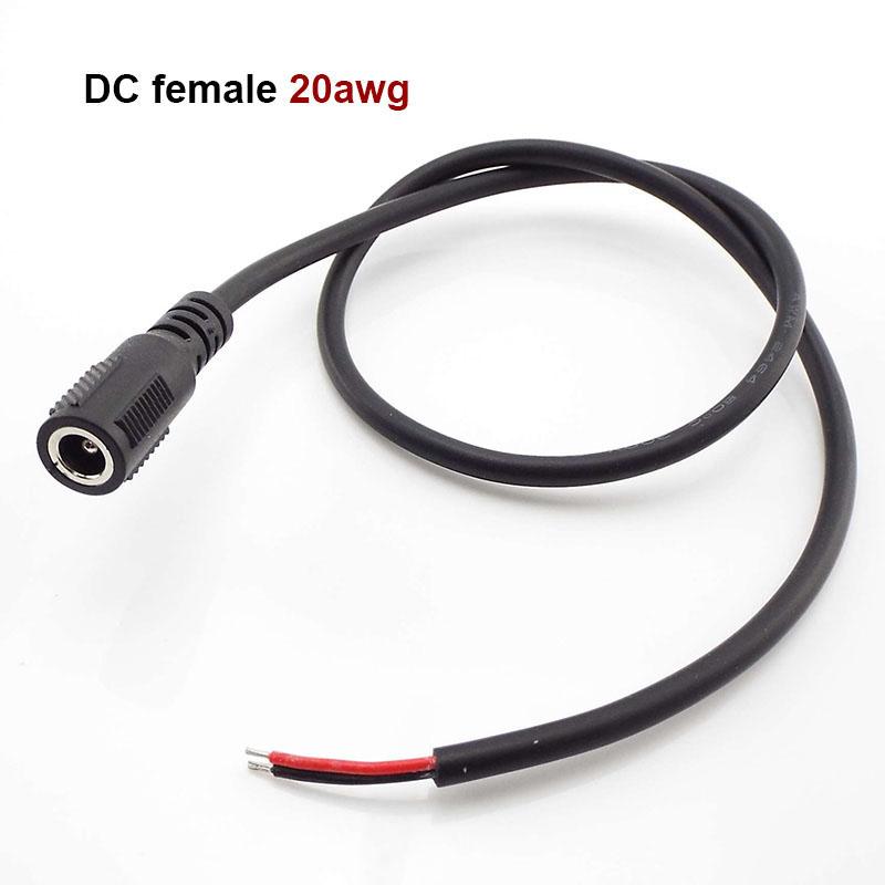 50cm 2 pin wire DC male female cable right angel cord 5.5mmx2.1MM 3A 5A Power Plug supply extend Charging Connector