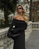 2024 High-End European & American One-Shoulder Sweater Dress - Women's Long, Waist-Hugging, Hip-Wrapping Style