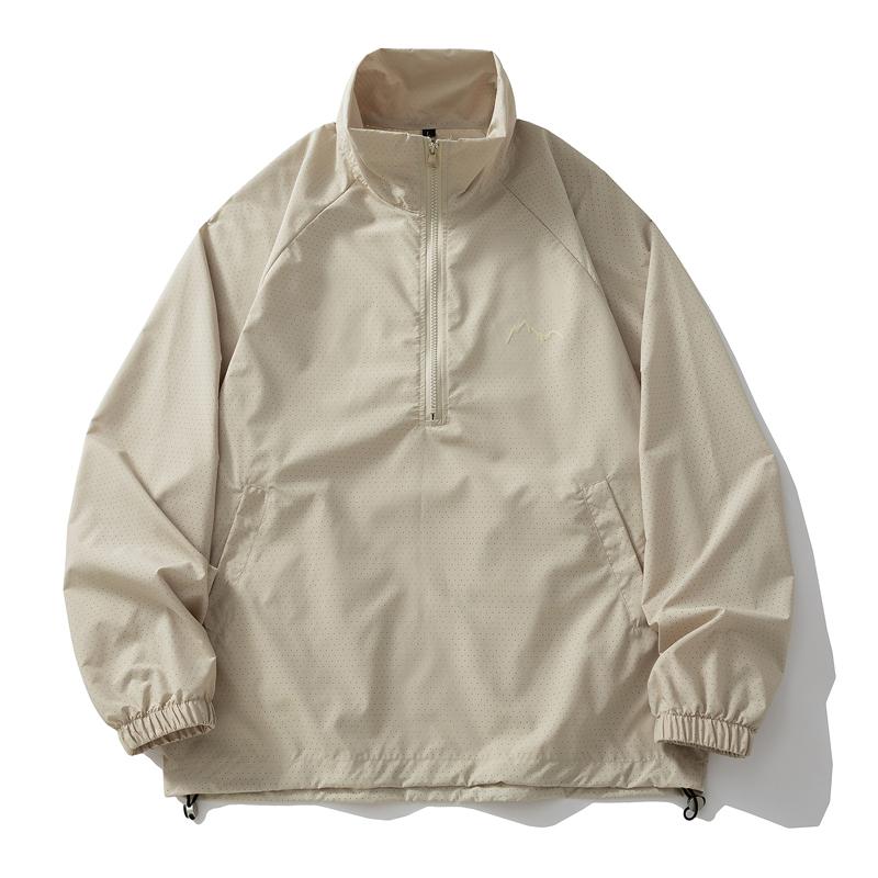Men's Half Zip Lightweight Windbreaker Jacket – Breathable Mesh Stand Collar Casual Pullover for Outdoor & Daily Wear