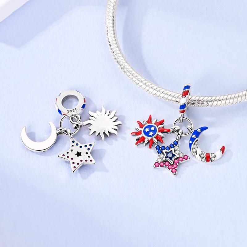 925 Silver America Mexico Brazil Flags Charms Beads Fit Original Bracelet Pendants Diy Jewelry Gift For Women