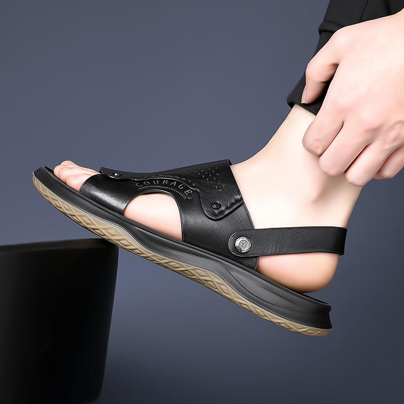 Fashion Leather Men Sandals Fashion Summer Outdoor Non-slip Hiking Trekking Shoes for Men Breathable Beach Slippers Casual Sneakers Men