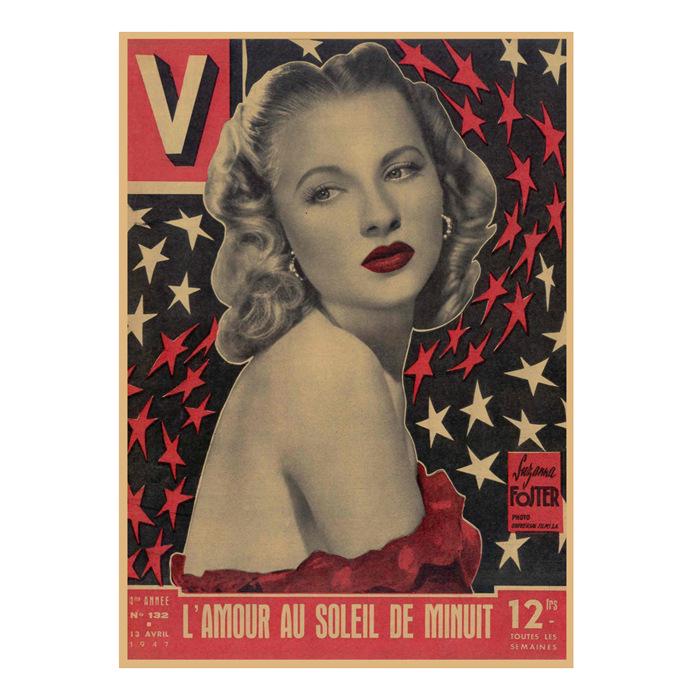 Vintage Sexy Beauty Star Illustration Wall Poster for Bar or Cafe