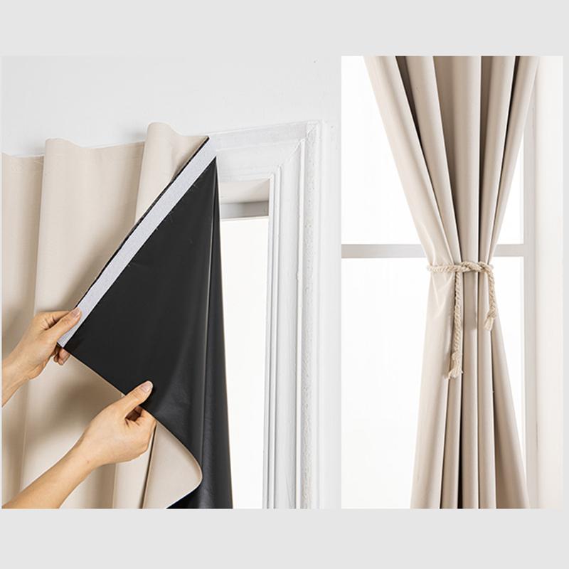 No Drill Easy Install 100% Blackout Short Curtains Kitchen Thermal UV Proof Windows Curtains Cover Privacy Flim Cloth Home Decor