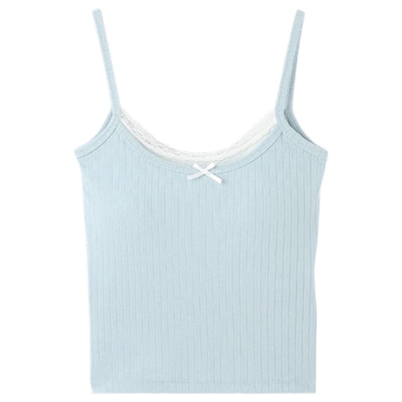 Women s Padded Camisole Top with Bowknot Lace Trim One Size (80-120 jin)