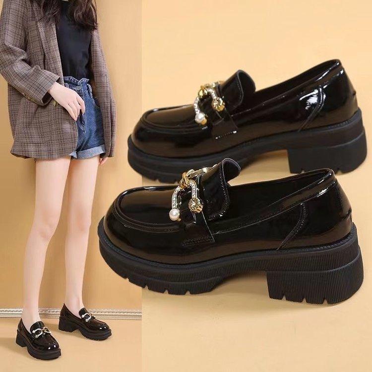 2025 autumn new women's Mary Jane jk small leather shoes muffin versatile loafu women's single shoes thick soles increase campus