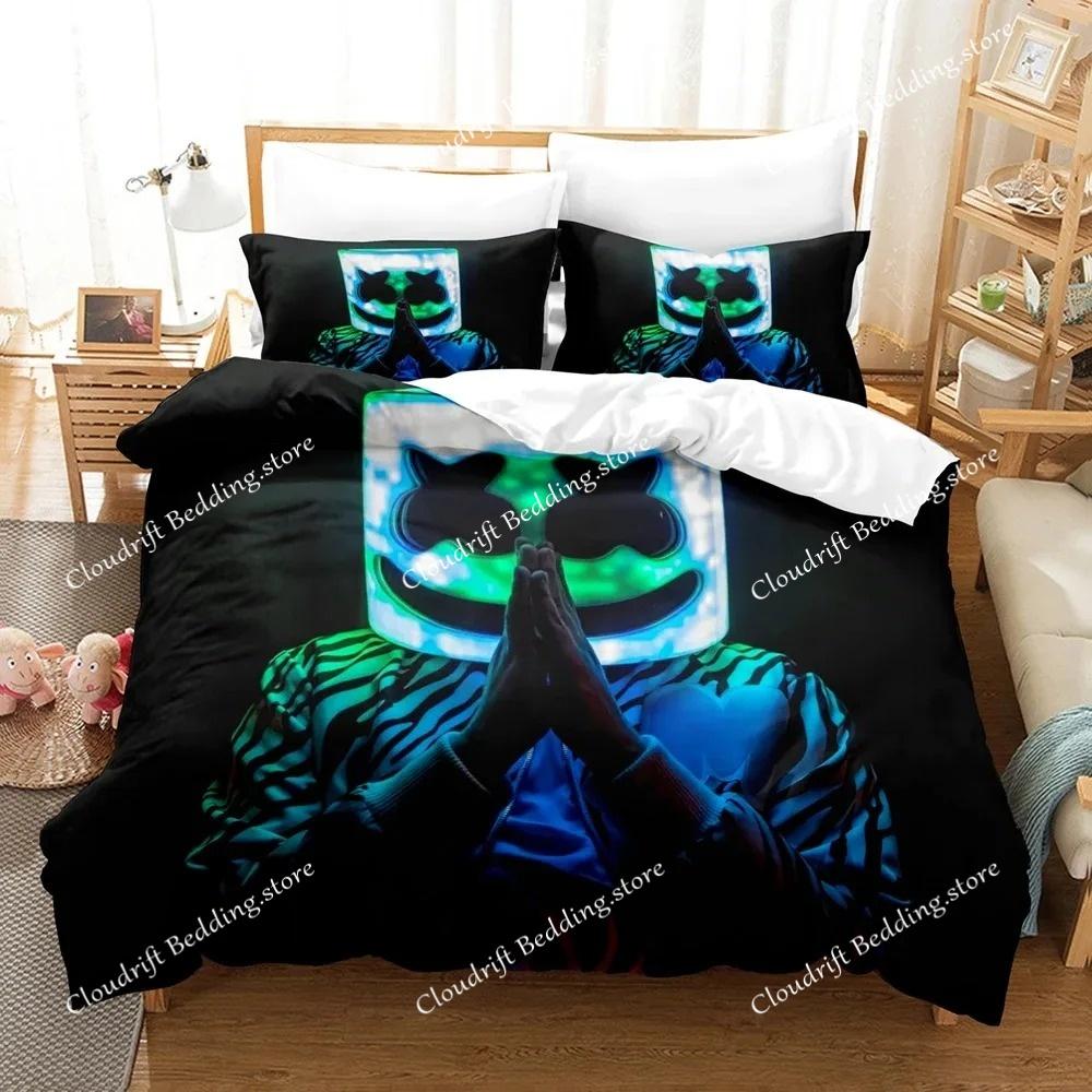 3D Print DJ Marshmello Bedding Set Single Twin Full Queen King Size Hip Hop Bed Set Aldult Kid Bedroom Duvetcover Sets
