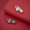 S925 Sterling Silver Tulip Bow Pendant with Small Flower Tassel Charm for DIY Beaded Bracelets
