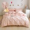 Zzluxi Double Duvet Cover 4-Piece Set [Stylish Ear Tuck Design] Includes Fitted Sheet, Bed Cover,