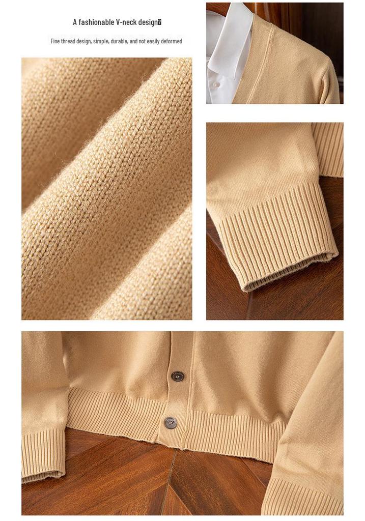 Men's Classic Korean V-Neck Knit Cardigan Sweater Jacket