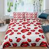 Red Lip King Queen Duvet Cover 3D Mouth Pattern Bedding Set For Adult Couples Lipstick Black Golden 2/3Pcs Polyester Quilt Cover