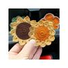 2 Pieces of Car Coasters - Hand-Knitted Flower Patterns, Featuring a Fresh and Lovely Style with Sunflowers Symbolizing Good Luc