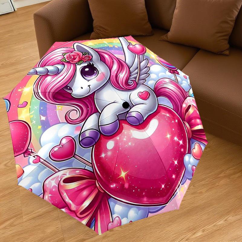 1PC Unicorn Heart Umbrella-8-Rib Reinforced Portable Folding Travel Suitable for All Seasons Outdoor Daily Use  -J0393