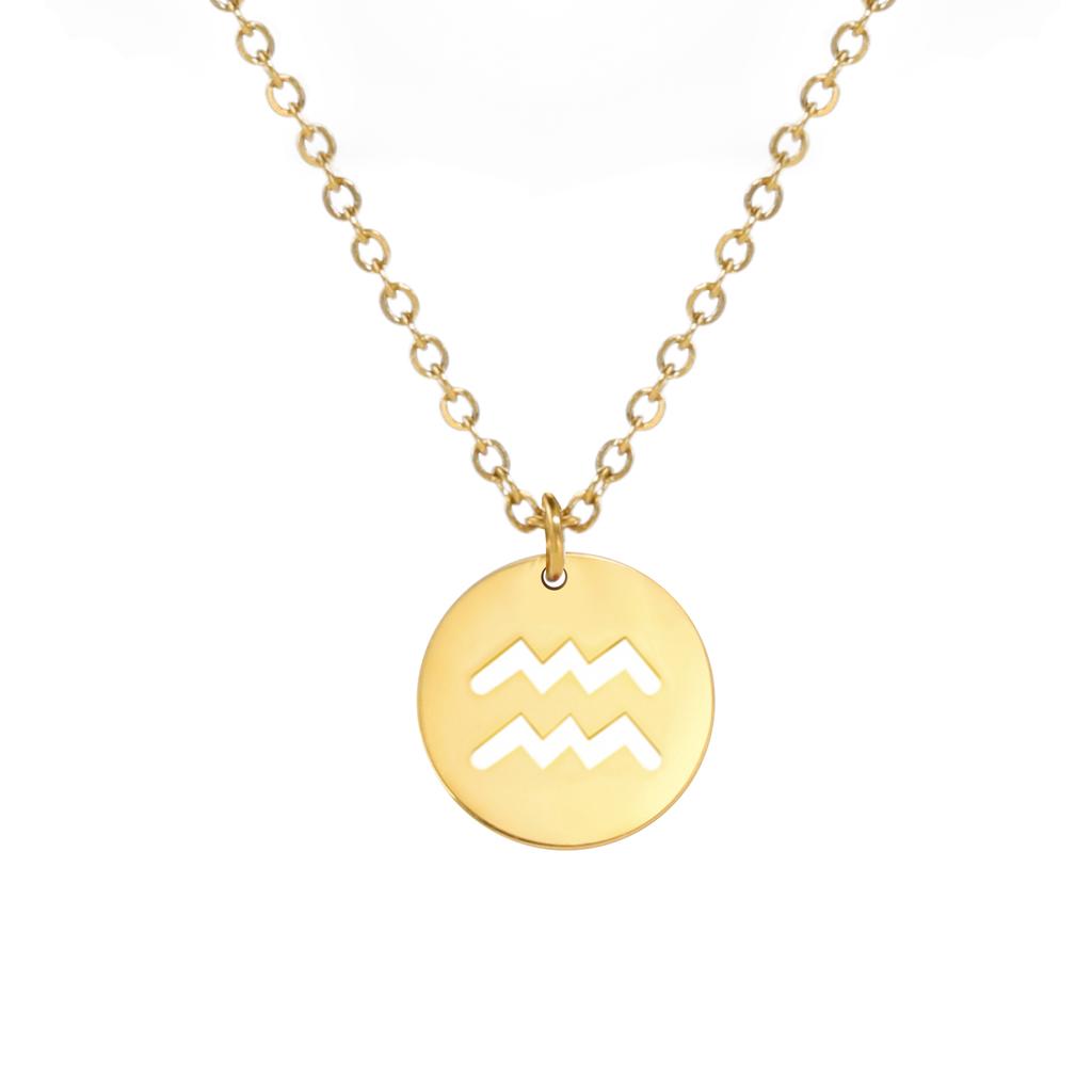 Stainless Steel Star Zodiac Sign Necklaces 12 Constellation Choker Pendants Aries Libra Leo Collier Birthday Gift