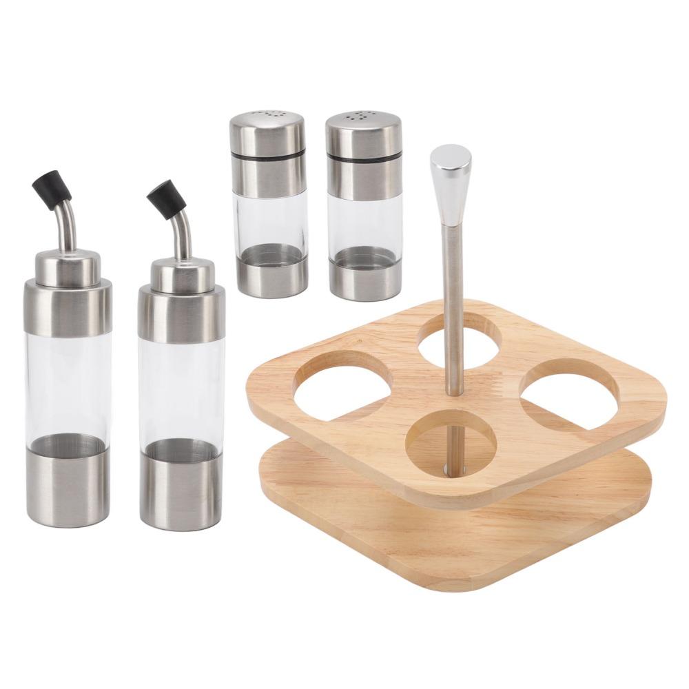 4-Pack 304 Stainless Steel Seasoning Containers Condiment Pots Olive Oil /Salt/Pepper