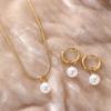 Titanium Steel High-End Off-White Pearl Pendant Necklace & Earring Set for Women - Niche Light Luxury Jewelry