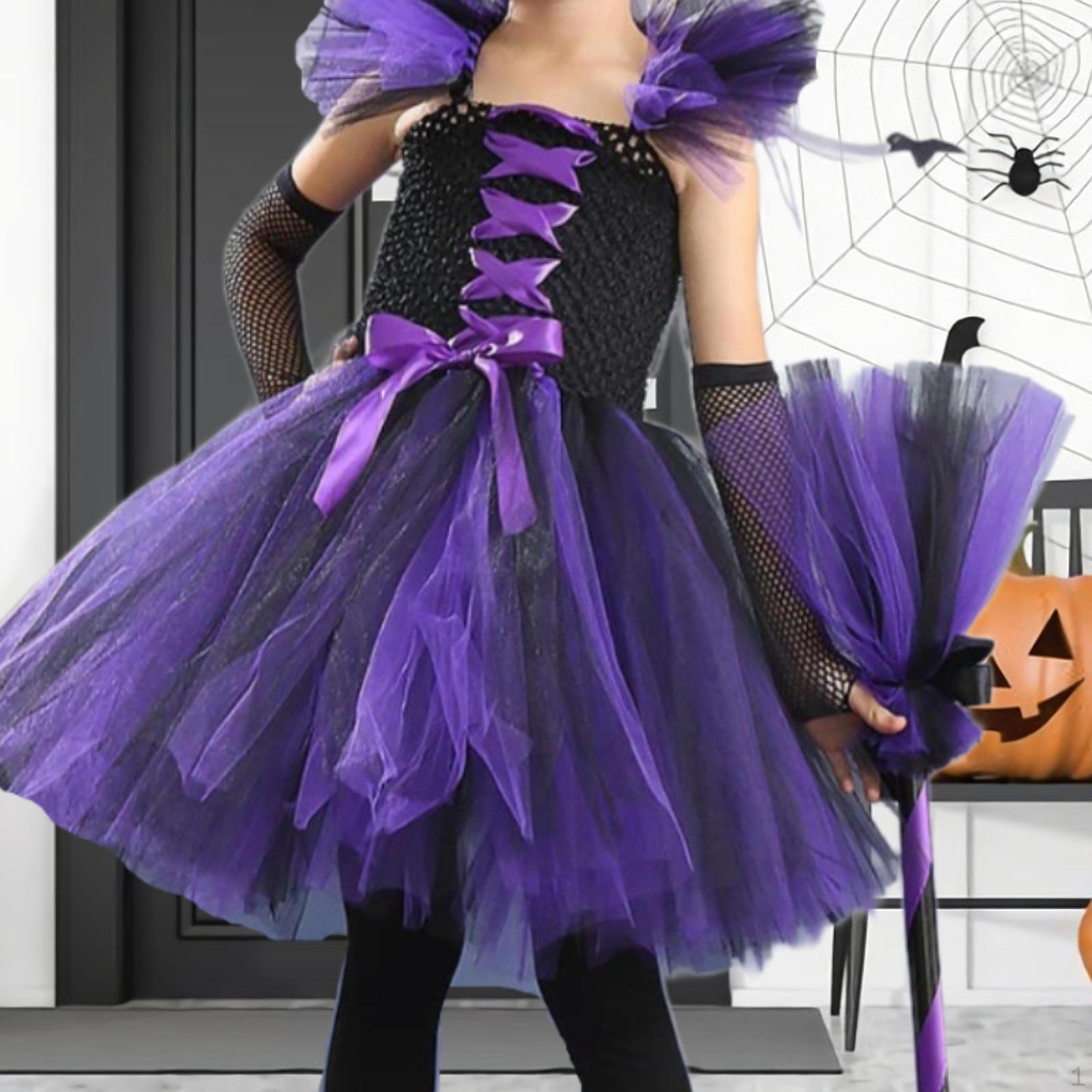 

Детский фиолетовый костюм ведьмы для девочек, декор, наряд на Хэллоуин S