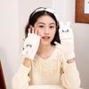 Half Finger Flip Cover Student Mittens Thick Plush Riding/Writing Gloves Knit Gloves  3-12Years