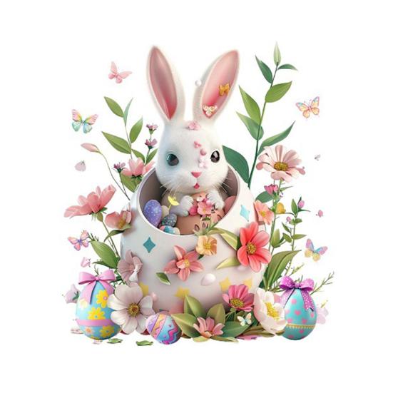 Osterwandaufkleber Lustiger Hase Rissiges Abziehbarer und Aufklebbarer Aufkleber 3D Loch Design Cartoon Selbstklebende Wandaufkleber für Kinderzimmer Spielzimmer