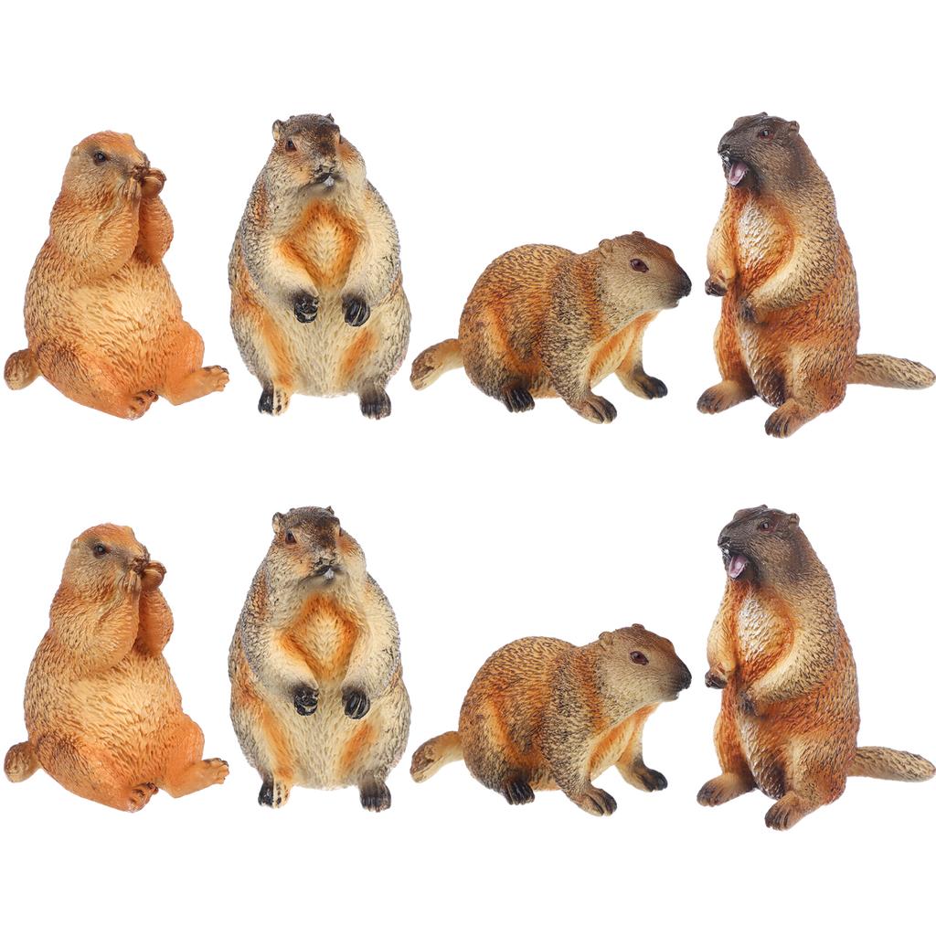 8 sztuk Figurka Świstaka Rzeźba Świstaka Prezenty na Dzień Świstaka Marmot Statua Ogrodowa Ozdoba Trawnika Mini Zwierzątko Model Świstaka