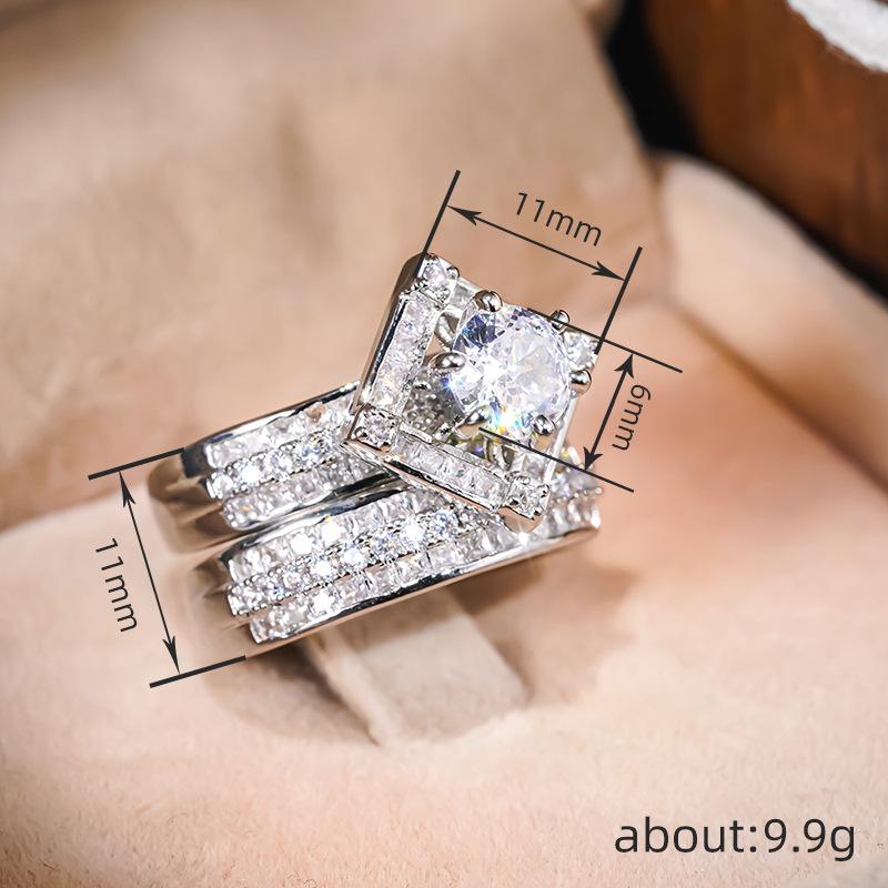 Geometric Heavy Industry Pair Ring Women, Fashionable Light Luxury High-End Jewelry, Super