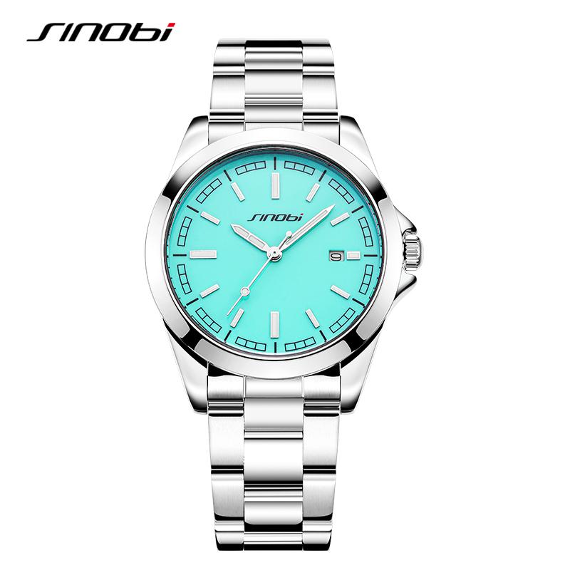 SINOBI Original Design Men's Watches Top Luxury Brand Man's Quartz Wristwatches Best Gifts Clock for Male Stainless Steel Watch