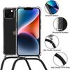 Protective Case - E.F.CONNECTION - for iPhone 14 - Flexible - Shockproof - Transparent with Black Lanyard