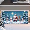 2D Door Banner, 1pc Large Santa Claus Reindeer Snow Garage Door Banner - Winter Scene Decoration with Sleigh and Reindeer Doors