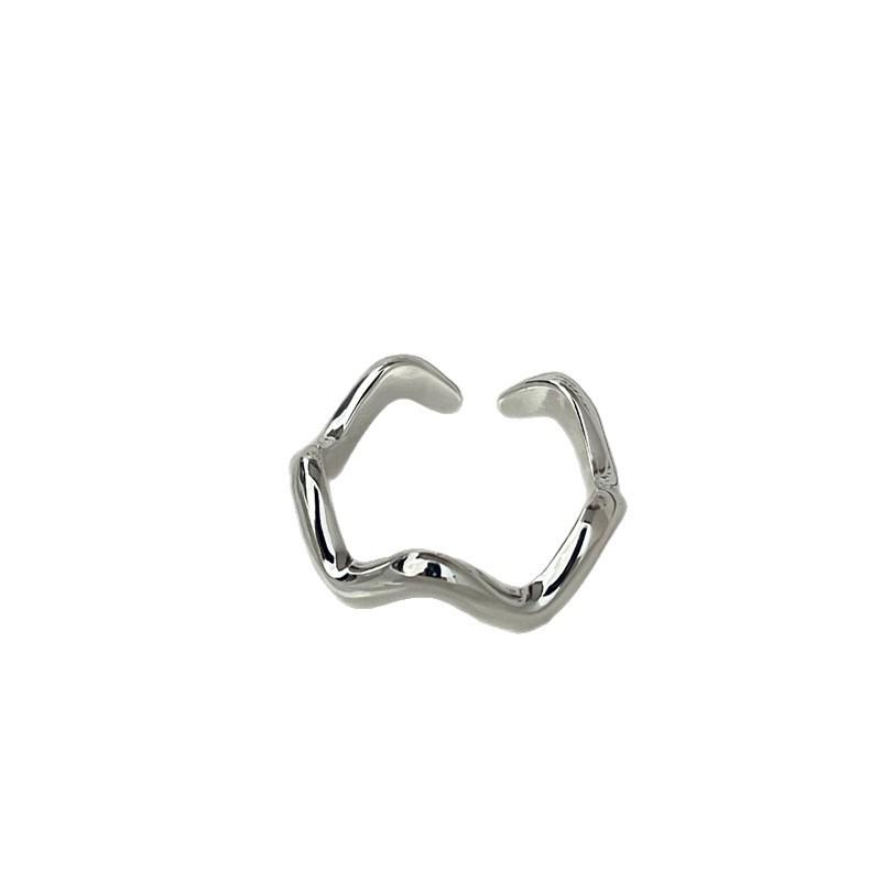Su Chuang S925 Sterling Silver Wave Open Ring: Simple, Versatile, High-End Women's Cool Style Index Finger Ring