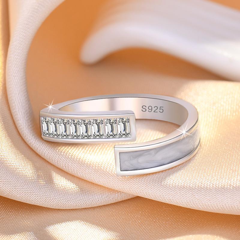 Original 925 Silver Ring High Quality Adjustable Opening AAA Zircon For Women Wedding Fine Fashion Jewelry Gift