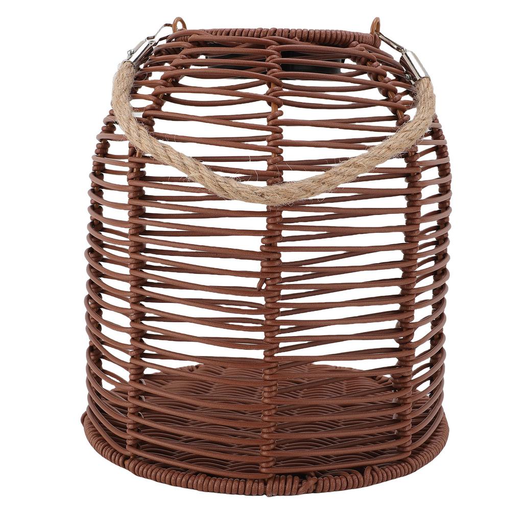Hanging Planter with LED Solar Light Water Proof PC Rattan Basket Hanging Lantern Flower Pot for Garden Yard Decoration