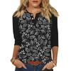 Women's T Shirt Print Button 3/4 Sleeve Daily Weekend Fashion Basic V- Neck Regular Top