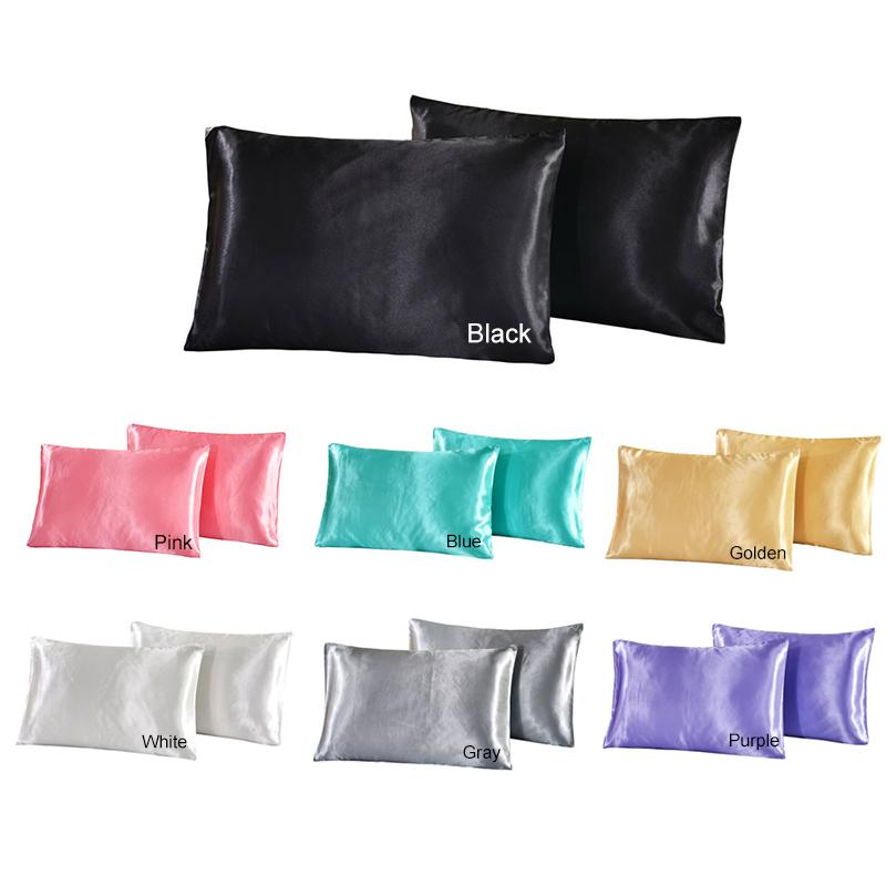 Simple Imitated Silky Fabric Satin Summer Pillowcase Direct Selling Pillow Cover For Hair With Hidden