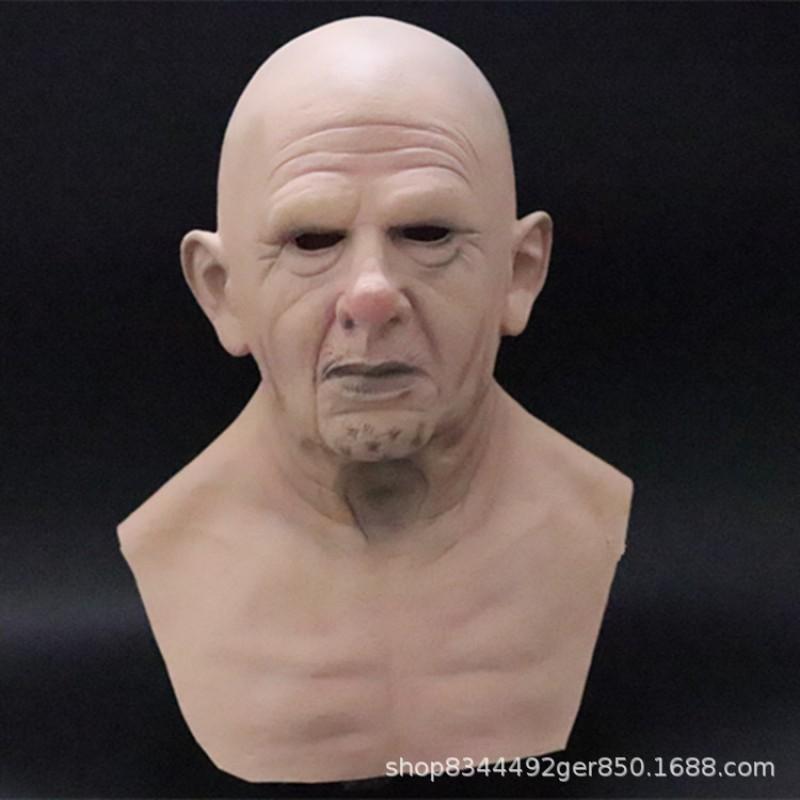 Latex Adult Costume Mask Halloween Party Old Man With White Beard Bald Gray Hair Grandma Young Black Bearded Youth