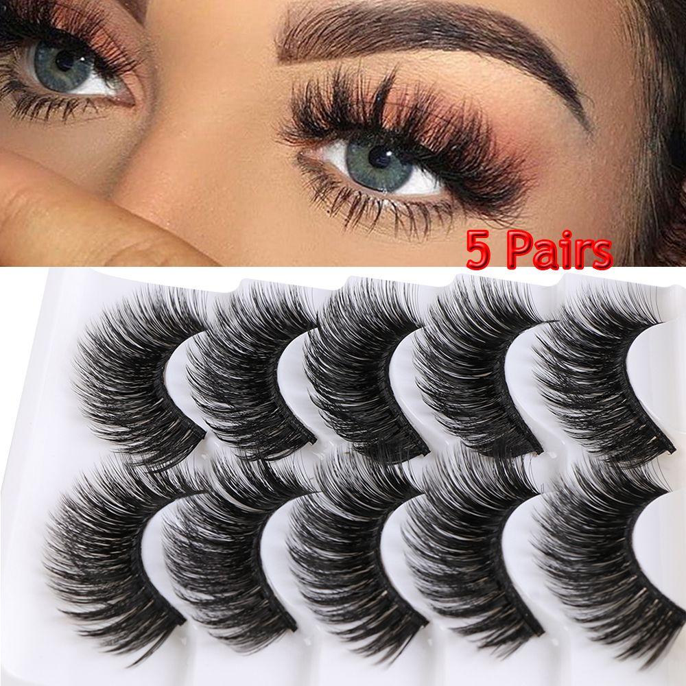 Cruelty-free  Wispy Thick Cross 3D Soft Mink Hair Eye Lash Extension Natural Long  False Eyelashes