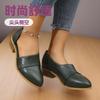 2025 New Foreign Trade Spring and Summer Women's Thick Heel Pointed Single Shoes Large Size Thick Heel Side Empty Thick Heel Single Shoes Women