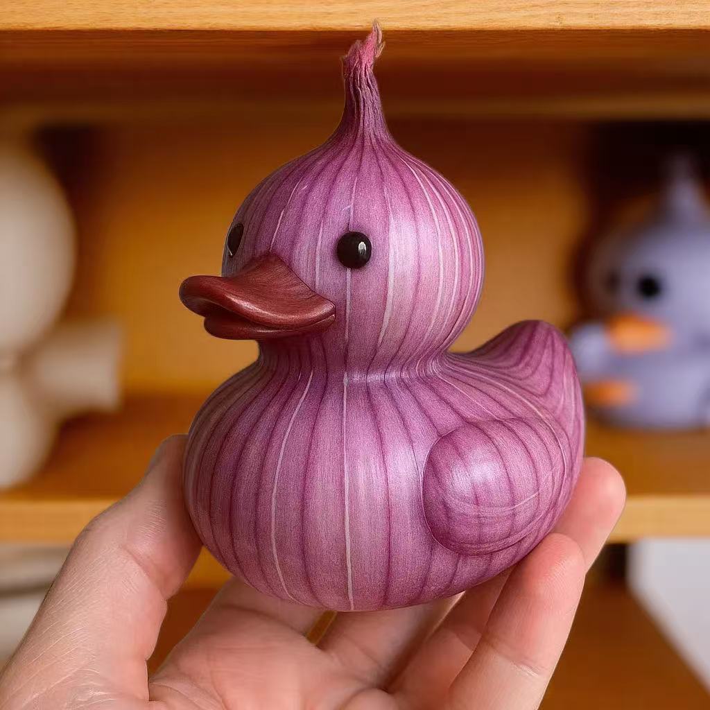 Kawaii Vegetable Resin Duck Figurines - Cute Anime Desk Decor and Gift
