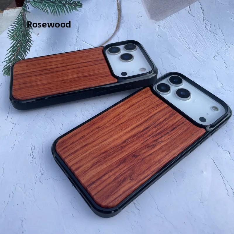 High-end Wooden Phone Case for IPhone 17 Pro Max 17 Air 16 Pro 15 14 13 12 11 Walnut Soft Edge All-inclusive Protective Cover
