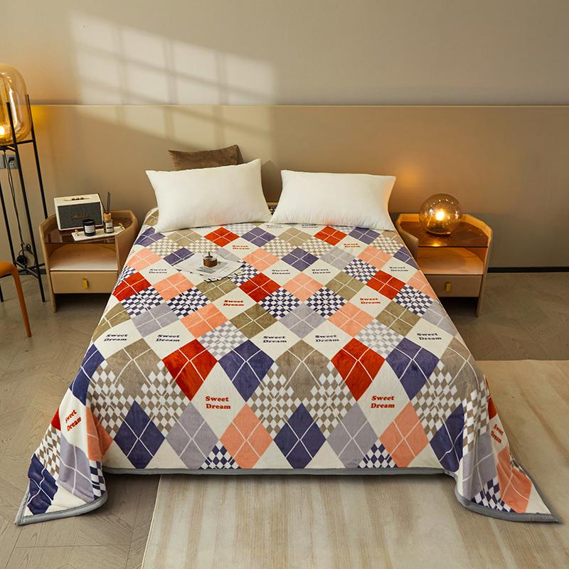1pc Comfortable Printed Blanket Soft&cozy&machine Washable Velvet Plush All-season Multipurpose Nap Blanket for Office and Sofa(Excluding pillowcases)