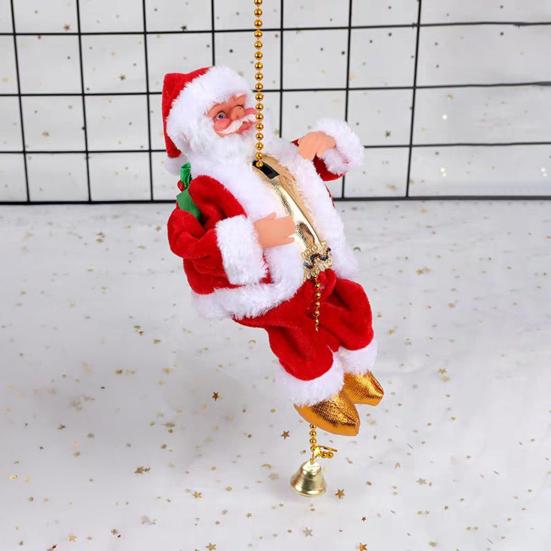 Yousheng Santa Claus Musical Climbing Rope Electric Climbing Santa with Music Christmas Hanging Climbing Santa On Rope for Tree Fireplace Home Decor